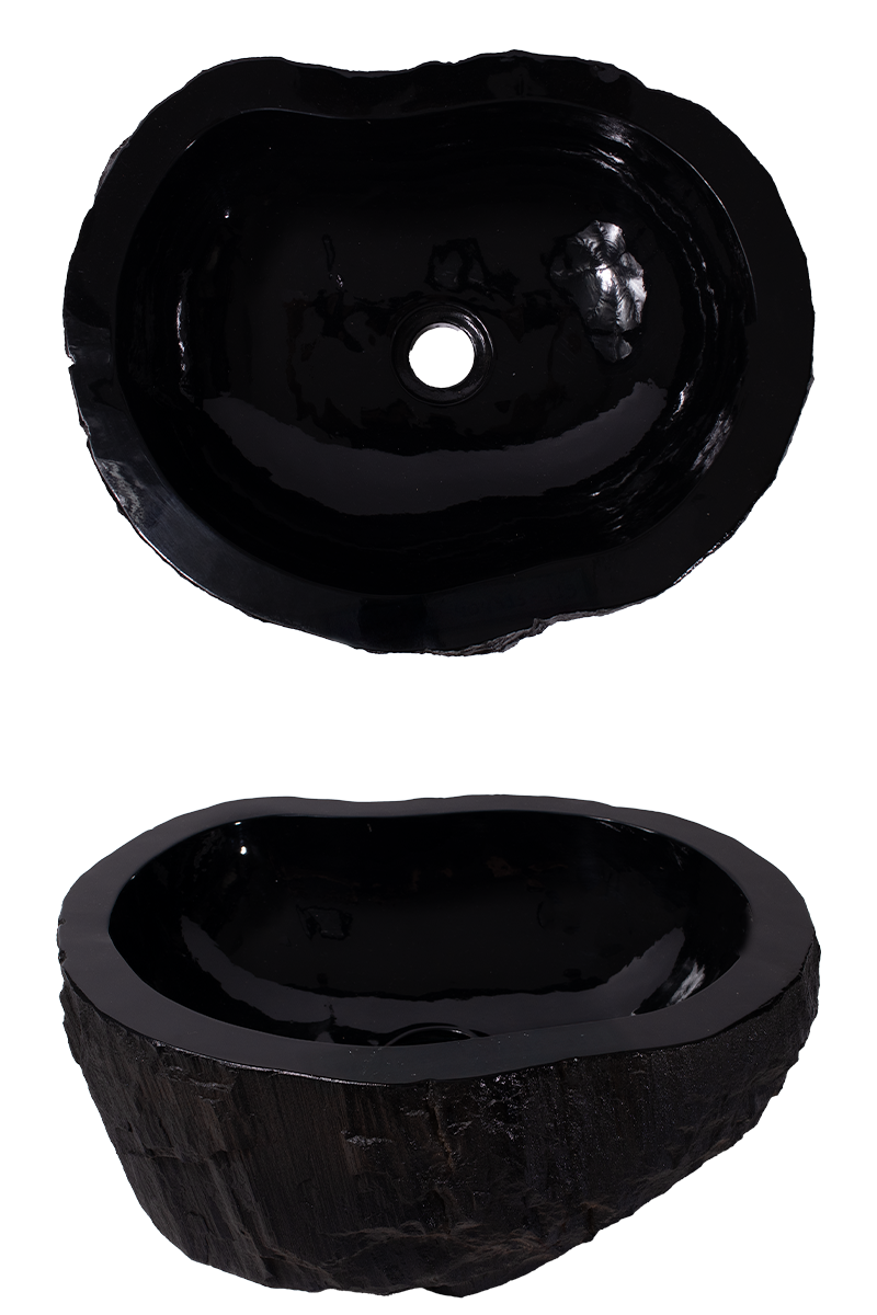 Cuba Pia Madeira petrificada, cor black piano, exterior rústico - LINHA PETRIFICADA